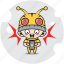 bee, character, costume, emoticon, mascot, shocked, smartphone 