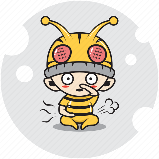 Bee, character, costume, emoticon, fart, farting, mascot icon - Download on Iconfinder