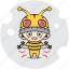 barbells, bee, character, costume, emoticon, fitness, mascot 