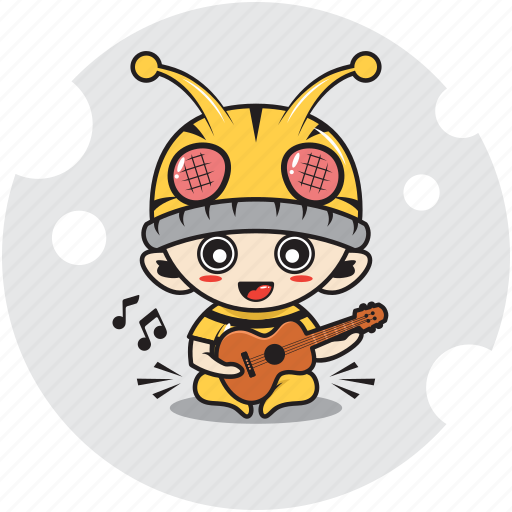 Bee, character, costume, emoticon, guitar, mascot, music icon - Download on Iconfinder