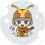 bee, character, costume, emoticon, guitar, mascot, music 