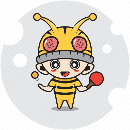 Bee, character, costume, emoticon, mascot, sport, tennis icon - Download on Iconfinder