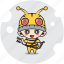archer, bee, character, costume, emoticon, mascot, sport 