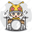 bee, character, costume, drummer, emoticon, mascot, music 