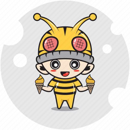Bee, character, costume, drink, emoticon, ice cream, mascot icon - Download on Iconfinder