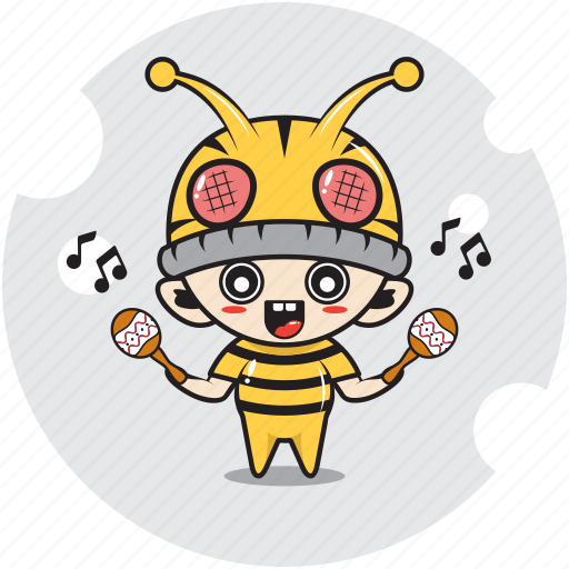 Bee, character, costume, emoticon, mascot, music, singing icon - Download on Iconfinder