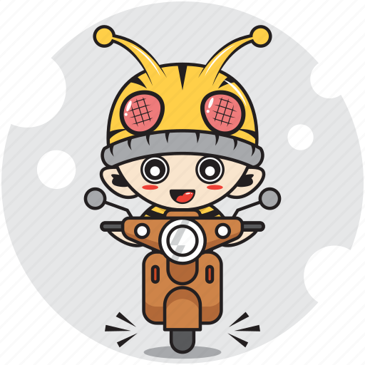Bee, character, costume, emoticon, mascot, motorcycle, rider icon - Download on Iconfinder