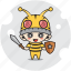 activity, bee, character, costume, emoticon, game, mascot 