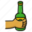 alcohol, beer, bottle, drink, hold 