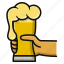 beer, foam, glass, holding 