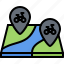 bicycle, bike, cyclist, location, map, pin, tournament 