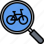 bicycle, bike, cyclist, magnifier, search, tournament 