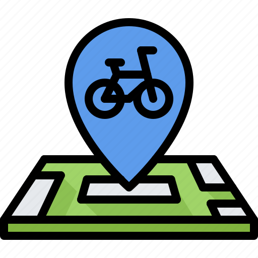 Bicycle, bike, cyclist, location, map, pin, tournament icon - Download on Iconfinder