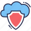 cloud, storage, shield, security, data, protection, lock 