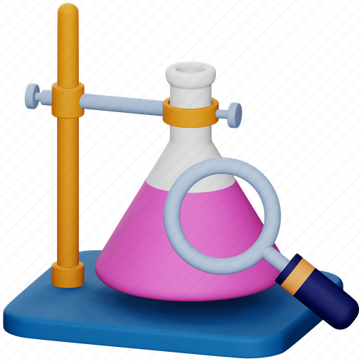 Analysis, chemistry, flask, research, test, examination, data 3D illustration - Download on Iconfinder