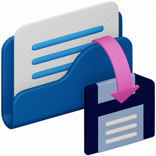 Data, saving, copy, folder, floppy, file, storage 3D illustration - Download on Iconfinder