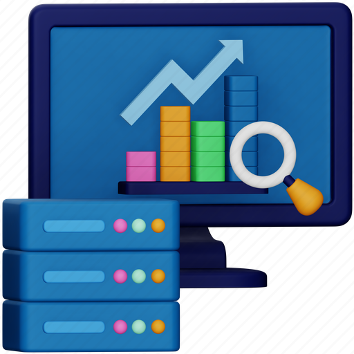 Server, data, analytics, sales, database, search, storage 3D illustration - Download on Iconfinder
