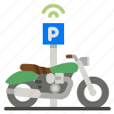 parking, motorcycle, motorbike, transport, area