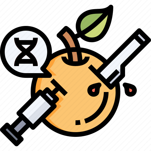 Transgenics, gmo, food, ecologism, orange, education, syringe icon - Download on Iconfinder