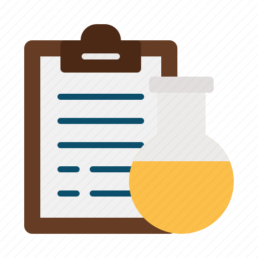 Report, research, flask, chemistry, experiment results, clipboard, laboratory icon - Download on Iconfinder