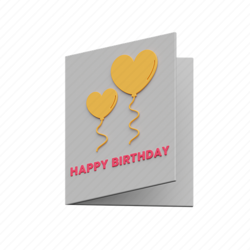 Birthday card, invitation, mail, envelope, heart, celebration, card 3D illustration - Download on Iconfinder