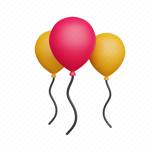 Balloons, party, celebration 3D illustration - Download on Iconfinder
