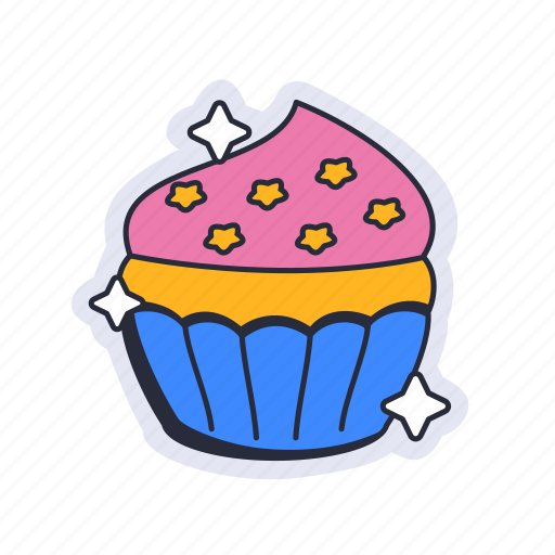 Cake, cup, dessert, breakfast, muffin sticker - Download on Iconfinder
