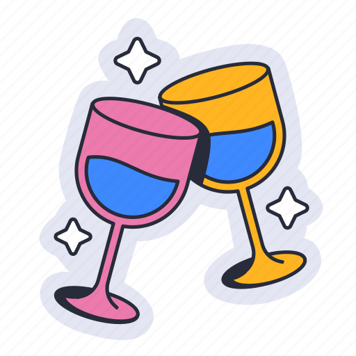 Drink, party, cheer, toast, glass sticker - Download on Iconfinder