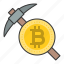 bitcoin, bitcoin mining, blockchain, cryptocurrencty, digital currency, mining, pickaxe 