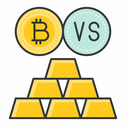 Bitcoin, blockchain, compare, cryptocurrencty, digital currency, gold, gold bar icon - Download on Iconfinder