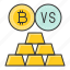 bitcoin, blockchain, compare, cryptocurrencty, digital currency, gold, gold bar 
