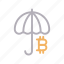 bitcoin, currency, money, protection, umbrella 