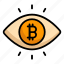 bitcoin, currency, eye, monitor, watch 