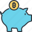 bitcoin, cryptocurrency, digital, finance, piggy, saving, trade 
