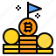 bitcoin, coin, flag, stack 
