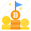 bitcoin, coin, flag, stack 