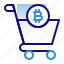 bitcoin, business, cryptocurrency, digital money, electronic cash, shop, trolley 