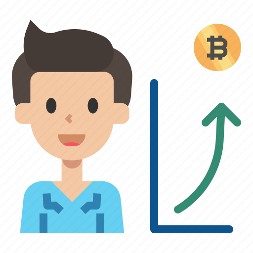 Graph, chart, rate, bitcoin, rise, up, man icon - Download on Iconfinder