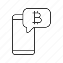 app, bitcoin, chat, cryptocurrency, notification, smartphone, speech bubble