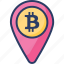 bitcoin, circle, location, map, misc, navigation, pin 