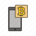 bitcoin, currency, phone icon