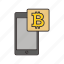 bitcoin, currency, phone icon 