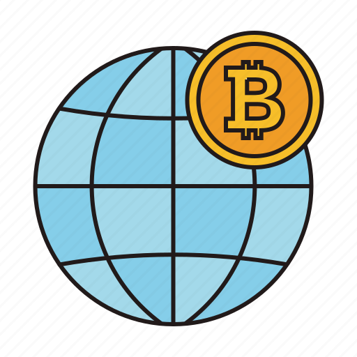 Bitcoin, currency, earth, globe icon - Download on Iconfinder