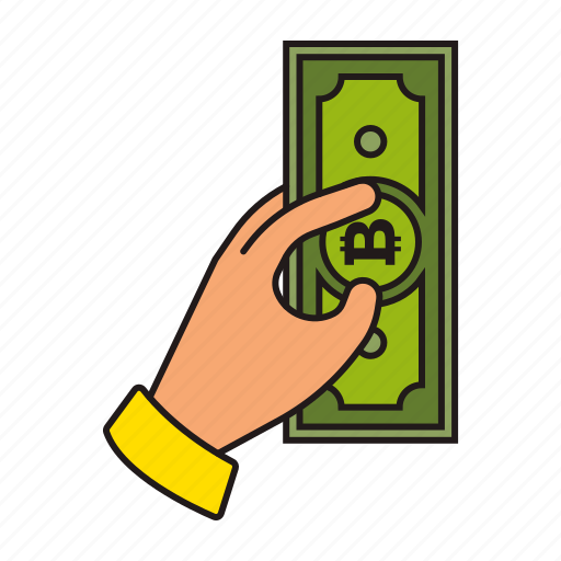 Bitcoin, cash, hand, money icon icon - Download on Iconfinder