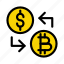 bitcoin, cryptocurrency, dollar, exchange, transaction 