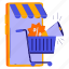 ecommerce, mobile, online shopping, discount, trolley, advertising, marketing, megaphone, promotion 