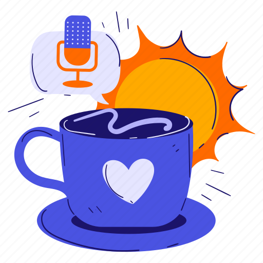 Coffee, morning, morning podcast, spirit podcast, program, podcast, microphone icon - Download on Iconfinder
