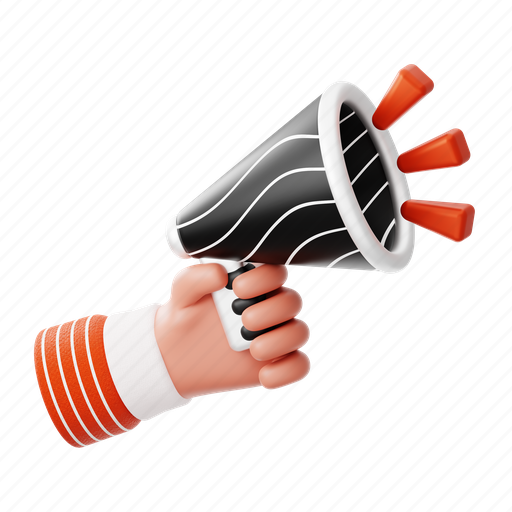 Hand, hold, megaphone 3D illustration - Download on Iconfinder