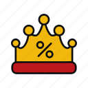 crown, discount, percentage, badge, premium, savings, warranty, guarantee