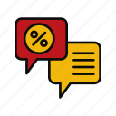 faq, colored, discount, chat, question, sale, percentage, communications, message